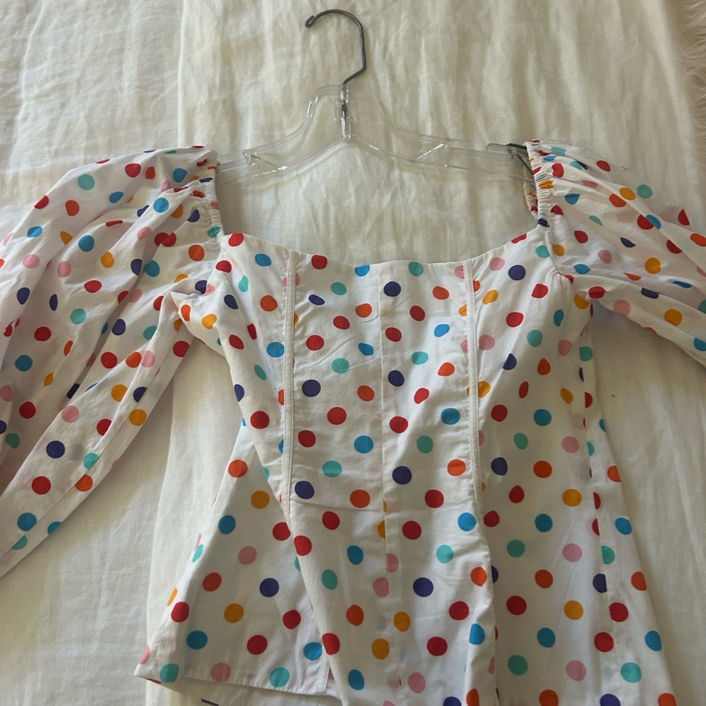 Caroline Constas Multicolor Polka Dot Blouse